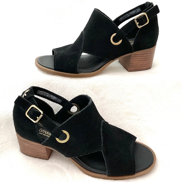 Black Koolaburra by Ugg Dressy Suede Strappy Chunky Block Heel Open Toe Sz 6 - Picture 1 of 16